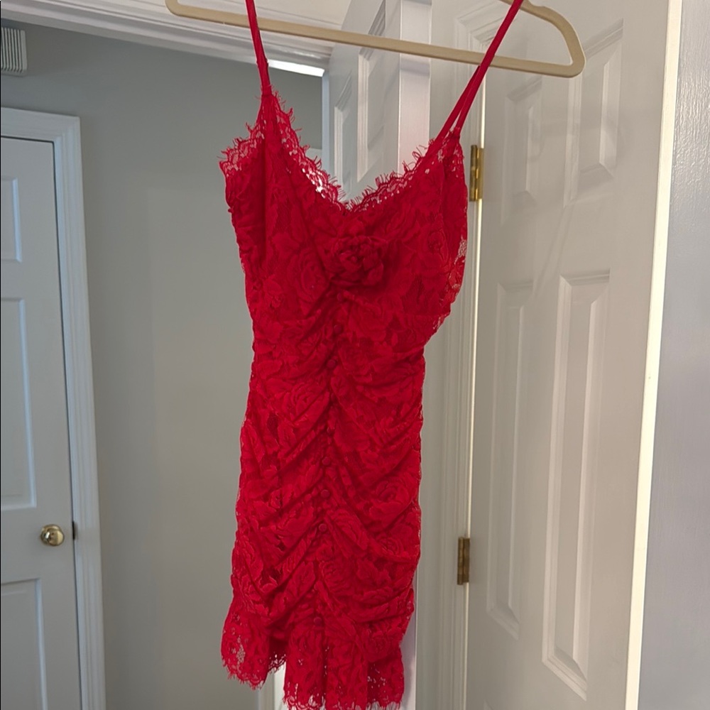 Della red For Love & Lemons mini dress